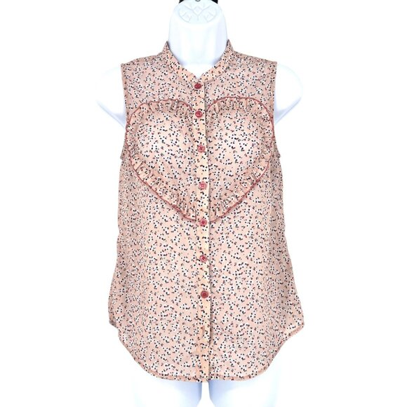 Modcloth Sweet and Smart sleeveless floral heart blouse blush pink Size XS - Picture 1 of 13